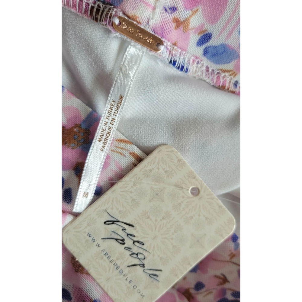NWT🌸Free People🌸Pink Floral Ruched Mini Skirt - Picture 3 of 6
